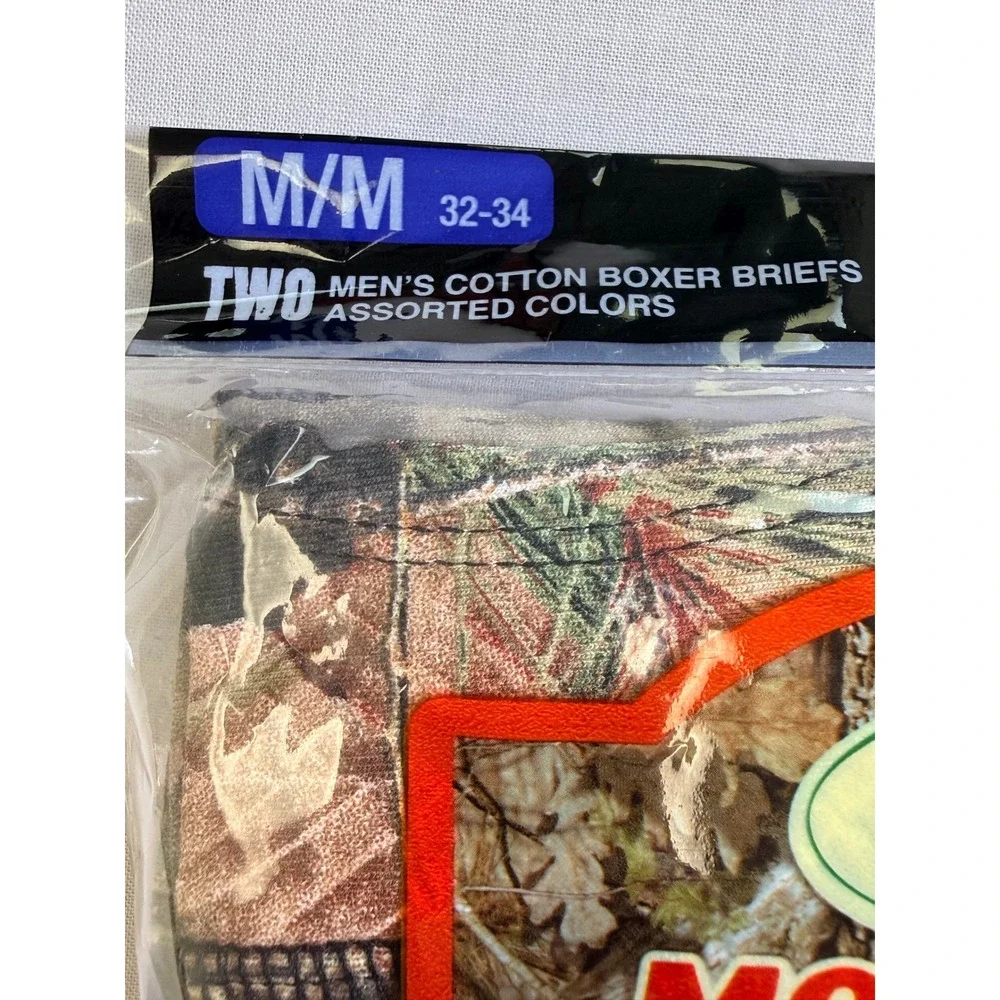 Mossy Oak Mens Boxer Briefs 2 Pack Camo Black Cotton Stretch Medium 32-34 NEW